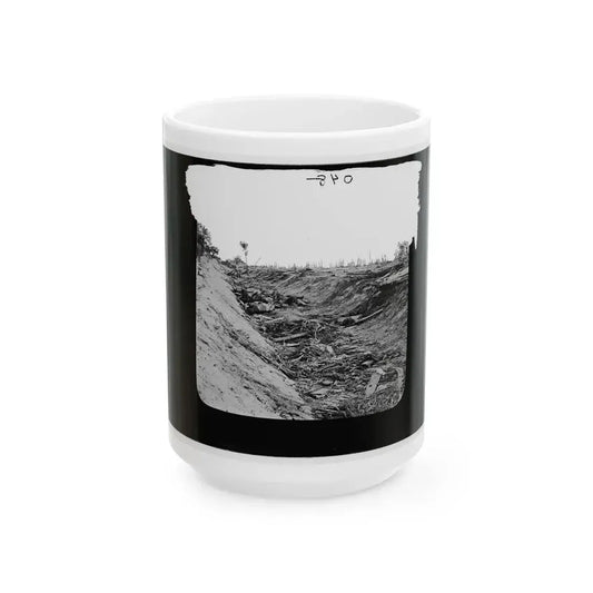 Antietam, Maryland. Confederate Dead In A Ditch On The Right Wing (U.S. Civil War) White Coffee Mug 15oz - Go Mug Yourself