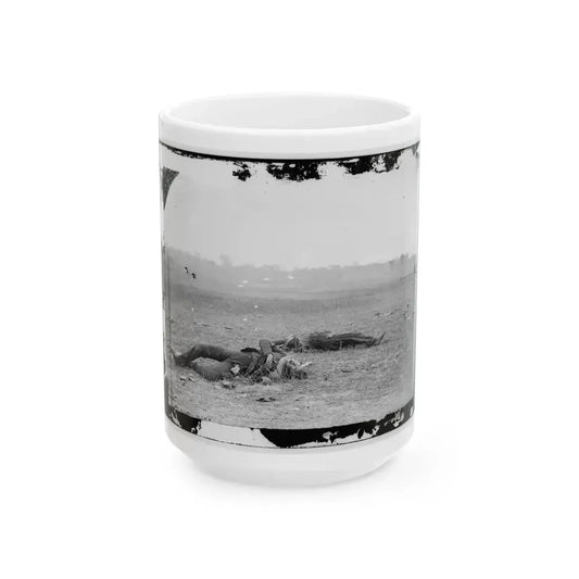 Antietam, Maryland. Confederate Soldiers As They Fell Near The Burnside Bridge (U.S. Civil War) White Coffee Mug 15oz - Go Mug Yourself