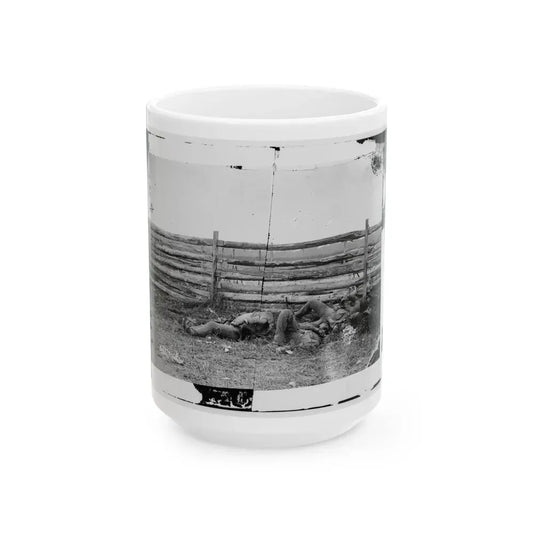 Antietam, Maryland. Dead Of Stonewall Jackson's Brigade By Rail Fence On The Hagerstown Pike (U.S. Civil War) White Coffee Mug 15oz - Go Mug Yourself