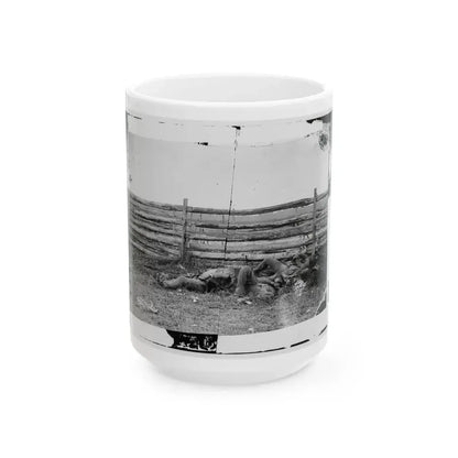 Antietam, Maryland. Dead Of Stonewall Jackson's Brigade By Rail Fence On The Hagerstown Pike (U.S. Civil War) White Coffee Mug 15oz - Go Mug Yourself