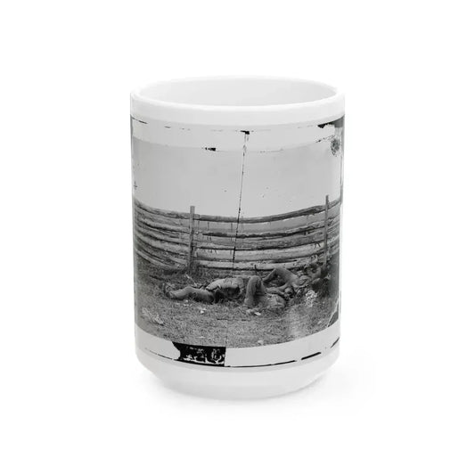 Antietam, Maryland. Dead Of Stonewall Jackson's Brigade By Rail Fence On The Hagerstown Pike (U.S. Civil War) White Coffee Mug 15oz - Go Mug Yourself