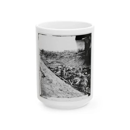 Antietam, Maryland. Dead Soldiers In Ditch On The Right Wing Where Kimball's Brigade Fought So Desperately (U.S. Civil War) White Coffee Mug 15oz - Go Mug Yourself