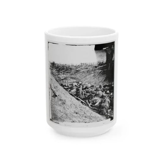 Antietam, Maryland. Dead Soldiers In Ditch On The Right Wing Where Kimball's Brigade Fought So Desperately (U.S. Civil War) White Coffee Mug 15oz - Go Mug Yourself