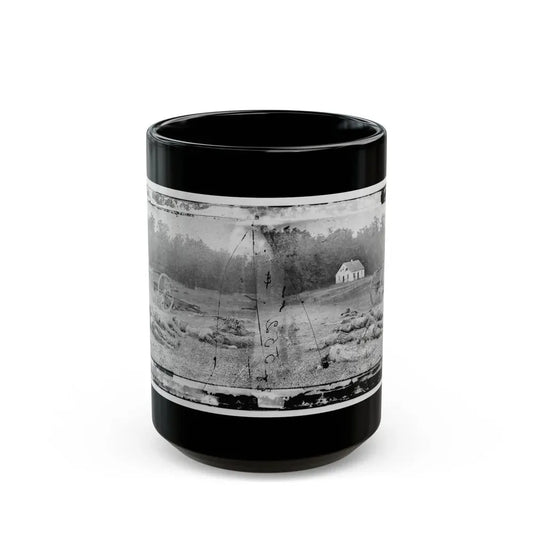 Antietam, Maryland. Field Where Sumner's Corps Charged. Bodies Of Confederate In Front Of The Dunker Church (U.S. Civil War) Black Coffee Mug 15oz - Go Mug Yourself