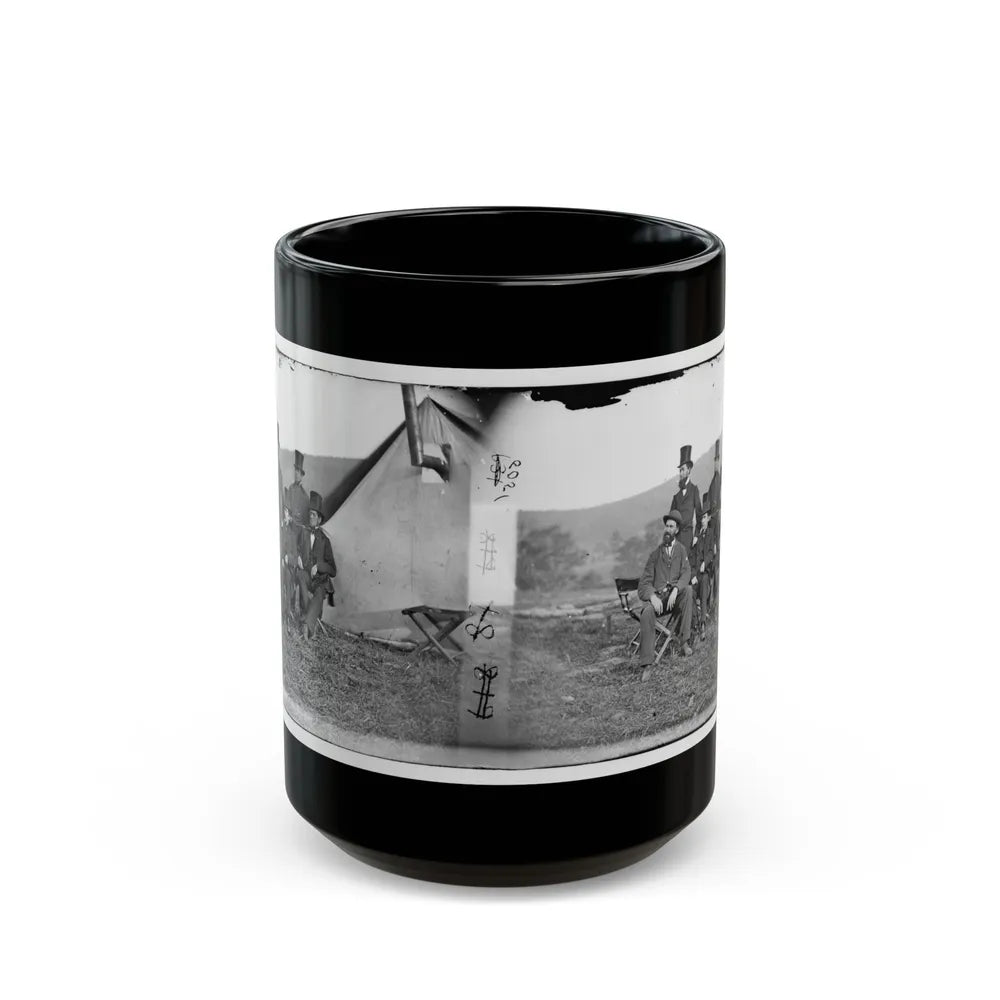 Antietam, Maryland. Allan Pinkerton And Visitors From Washington (U.S. Civil War) Black Coffee Mug-15oz-Go Mug Yourself