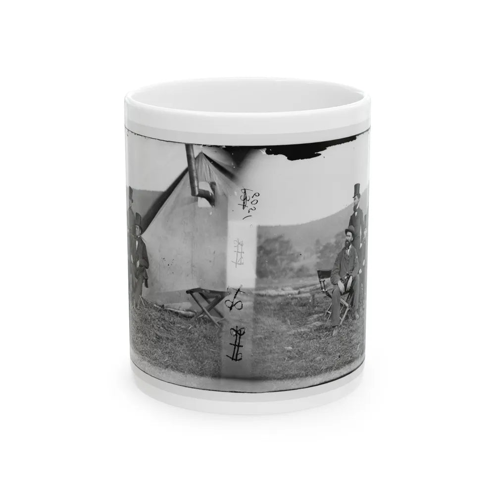 Antietam, Maryland. Allan Pinkerton And Visitors From Washington (U.S. Civil War) White Coffee Mug-11oz-Go Mug Yourself