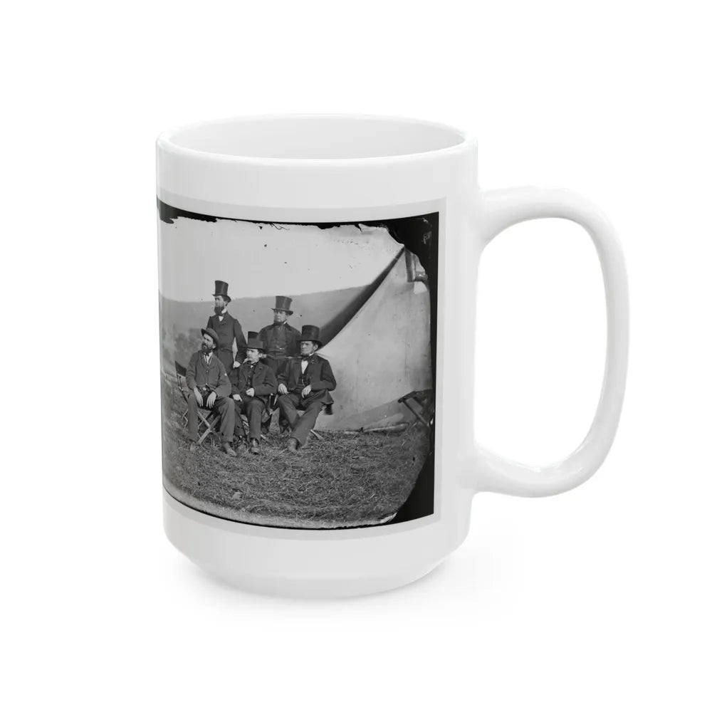 Antietam, Maryland. Allan Pinkerton And Visitors From Washington (U.S. Civil War) White Coffee Mug-Go Mug Yourself