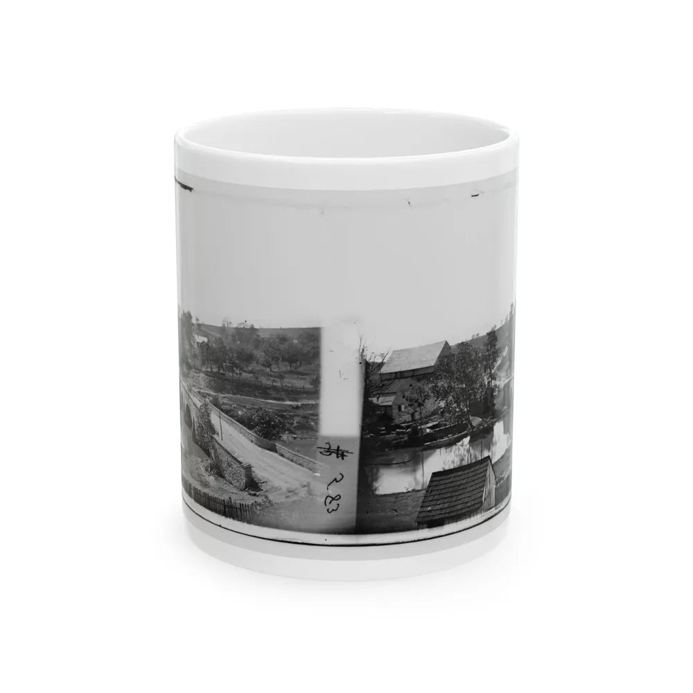 Antietam, Maryland. Antietam Bridge, Looking Across Stream (U.S. Civil War) White Coffee Mug-11oz-Go Mug Yourself