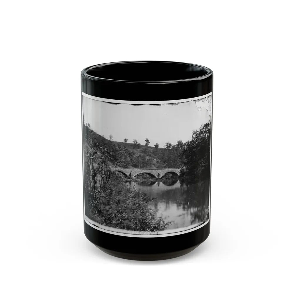 Antietam, Maryland. Antietam Bridge, Looking Down Stream (U.S. Civil War) Black Coffee Mug-15oz-Go Mug Yourself