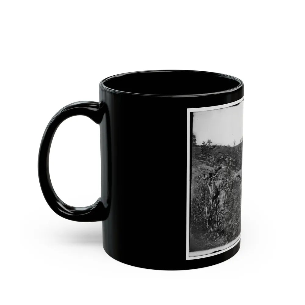 Antietam, Maryland. Antietam Bridge, Looking Down Stream (U.S. Civil War) Black Coffee Mug-Go Mug Yourself