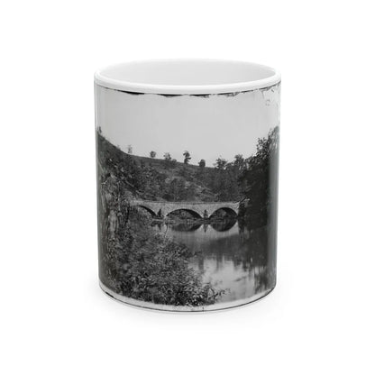 Antietam, Maryland. Antietam Bridge, Looking Down Stream (U.S. Civil War) White Coffee Mug-11oz-Go Mug Yourself