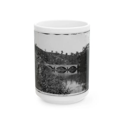 Antietam, Maryland. Antietam Bridge, Looking Down Stream (U.S. Civil War) White Coffee Mug-15oz-Go Mug Yourself