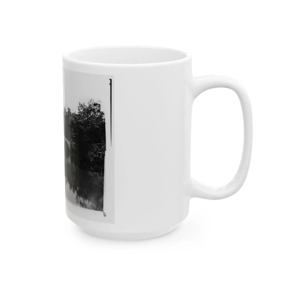 Antietam, Maryland. Antietam Bridge Looking Down Stream (U.S. Civil War) White Coffee Mug-Go Mug Yourself