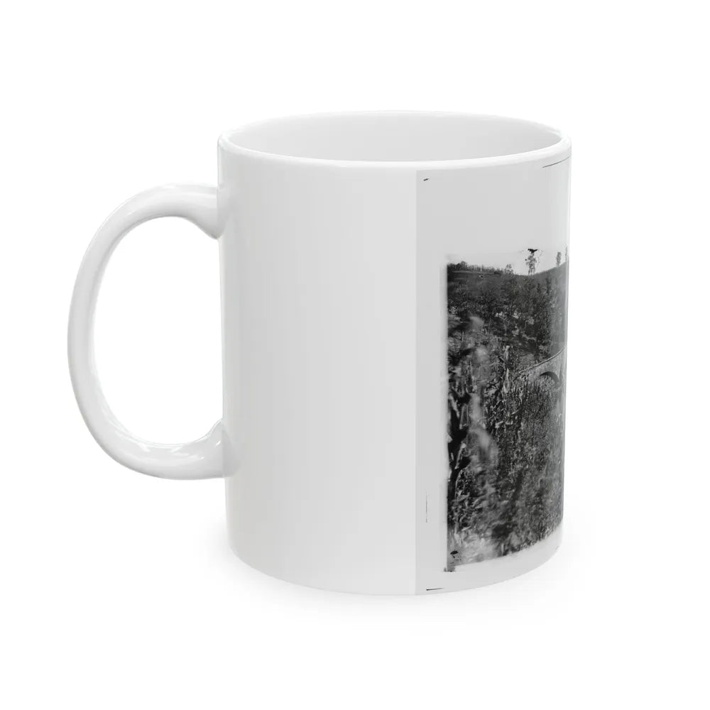 Antietam, Maryland. Antietam Bridge Looking Down Stream (U.S. Civil War) White Coffee Mug-Go Mug Yourself