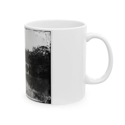 Antietam, Maryland. Antietam Bridge, Looking Down Stream (U.S. Civil War) White Coffee Mug-Go Mug Yourself