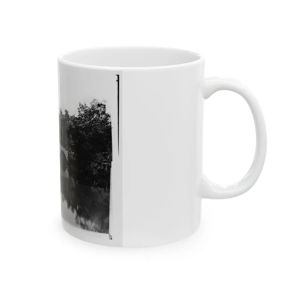 Antietam, Maryland. Antietam Bridge Looking Down Stream (U.S. Civil War) White Coffee Mug-Go Mug Yourself