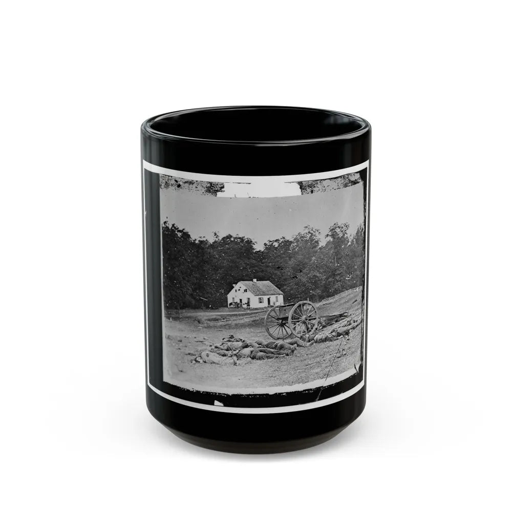 Antietam, Maryland. Bodies In Front Of The Dunker Church (U.S. Civil War) Black Coffee Mug-15oz-Go Mug Yourself