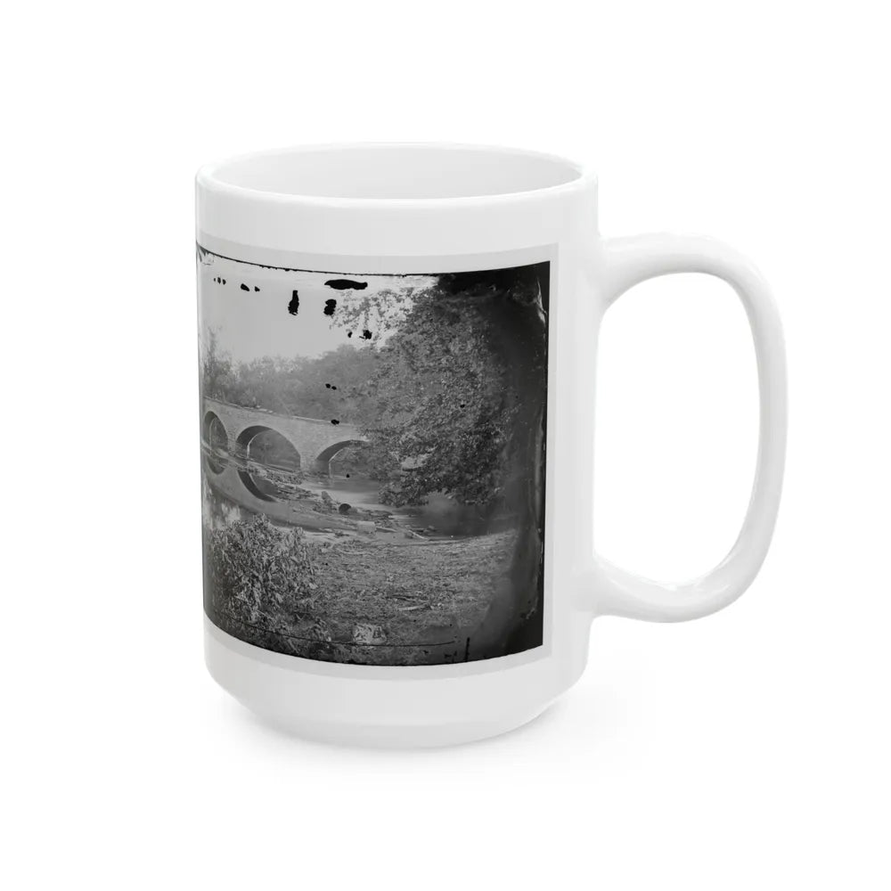 Antietam, Maryland. Burnside Bridge Across The Antietam. Northwest View (U.S. Civil War) White Coffee Mug-Go Mug Yourself