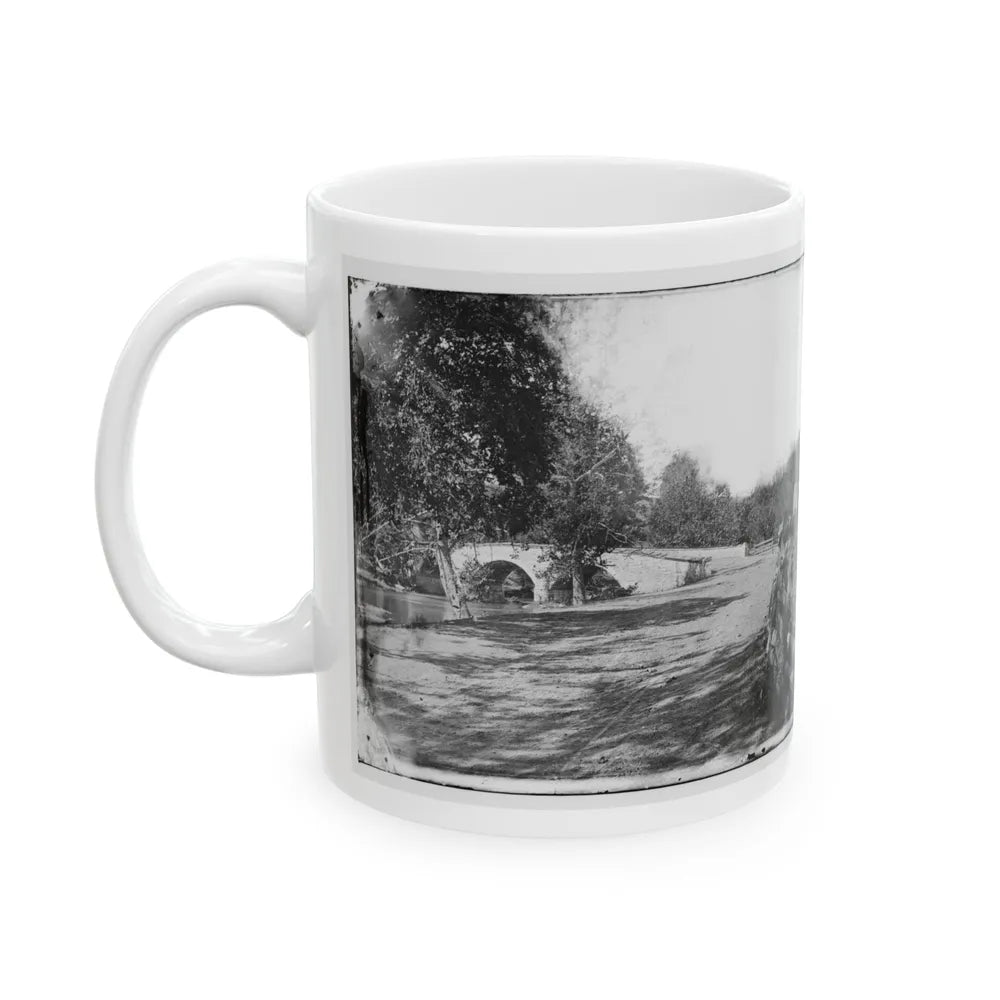 Antietam, Maryland. Burnside Bridge From The Southeast (U.S. Civil War) White Coffee Mug-Go Mug Yourself