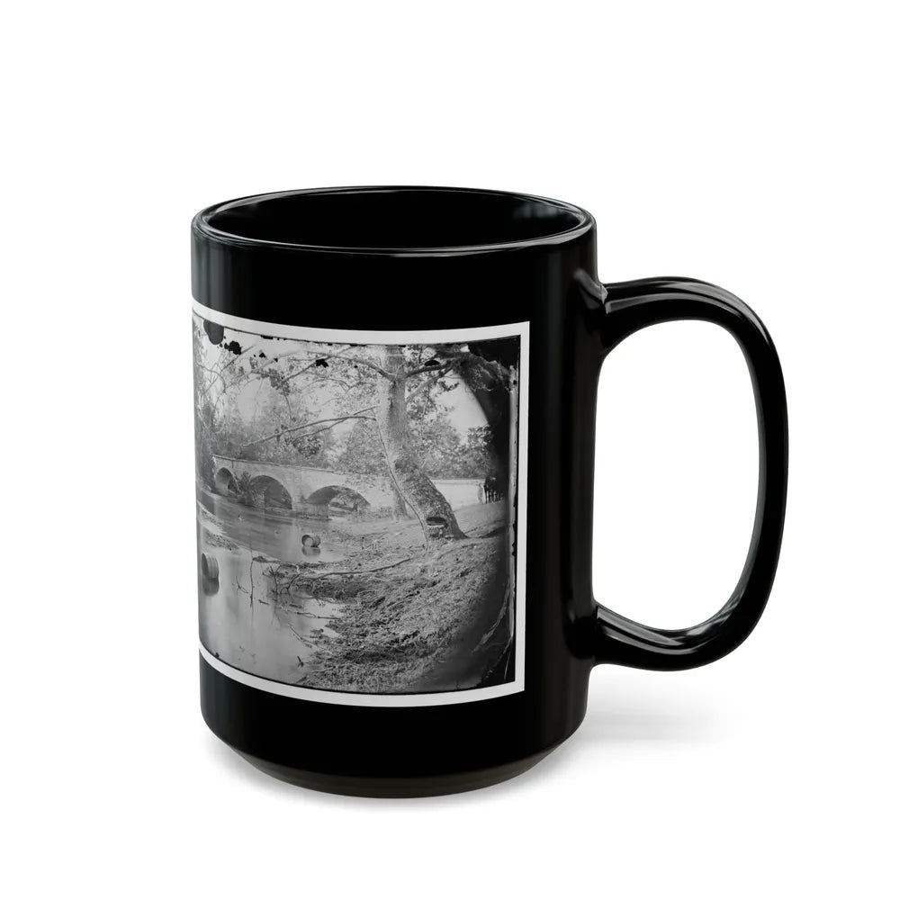 Antietam, Maryland. Burnside Bridge, Looking Up Stream (U.S. Civil War) Black Coffee Mug-Go Mug Yourself