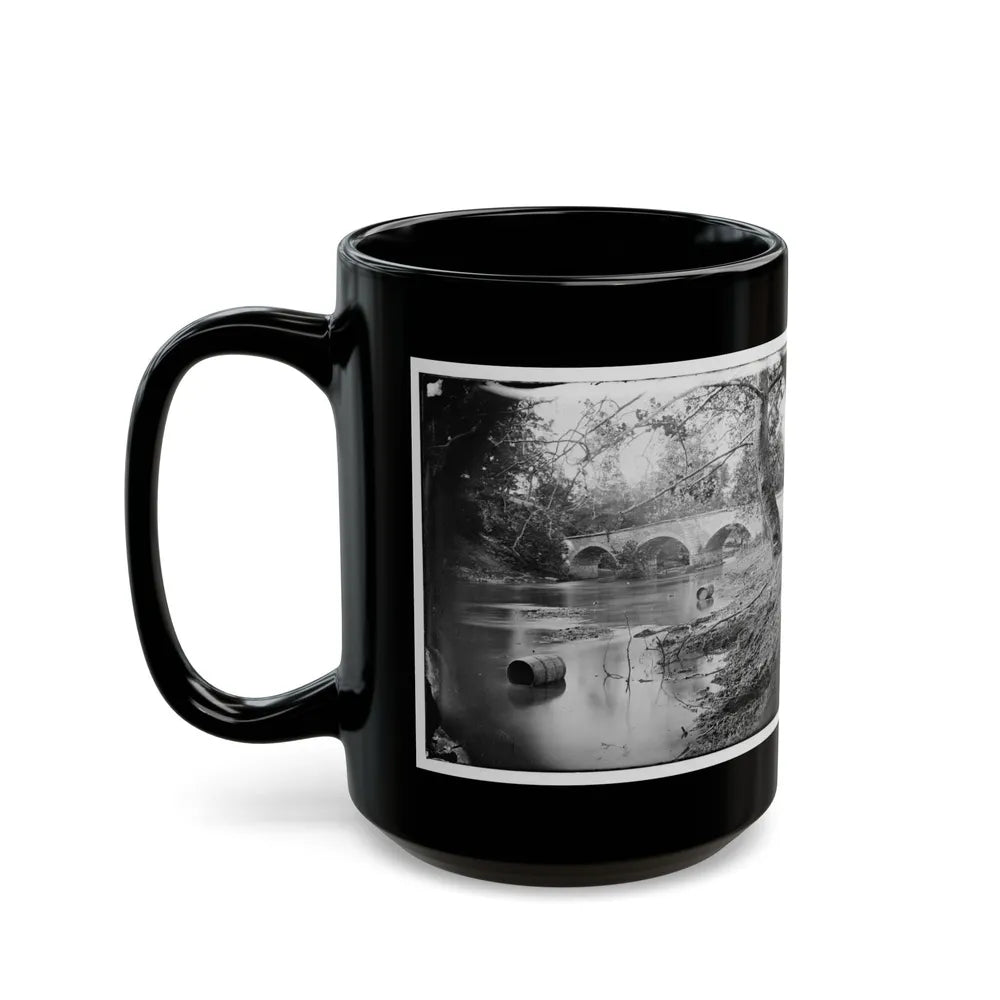 Antietam, Maryland. Burnside Bridge, Looking Up Stream (U.S. Civil War) Black Coffee Mug-Go Mug Yourself