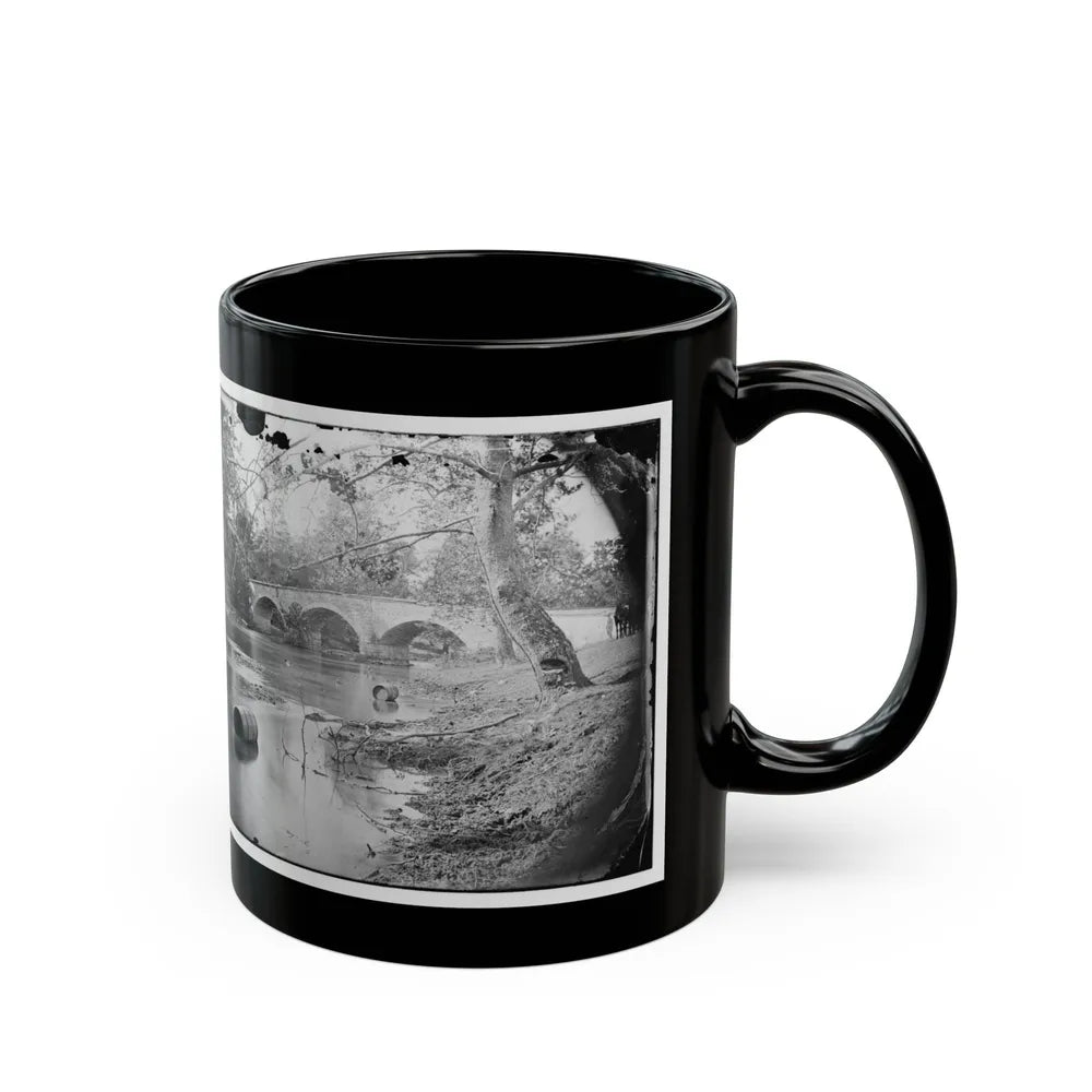 Antietam, Maryland. Burnside Bridge, Looking Up Stream (U.S. Civil War) Black Coffee Mug-Go Mug Yourself