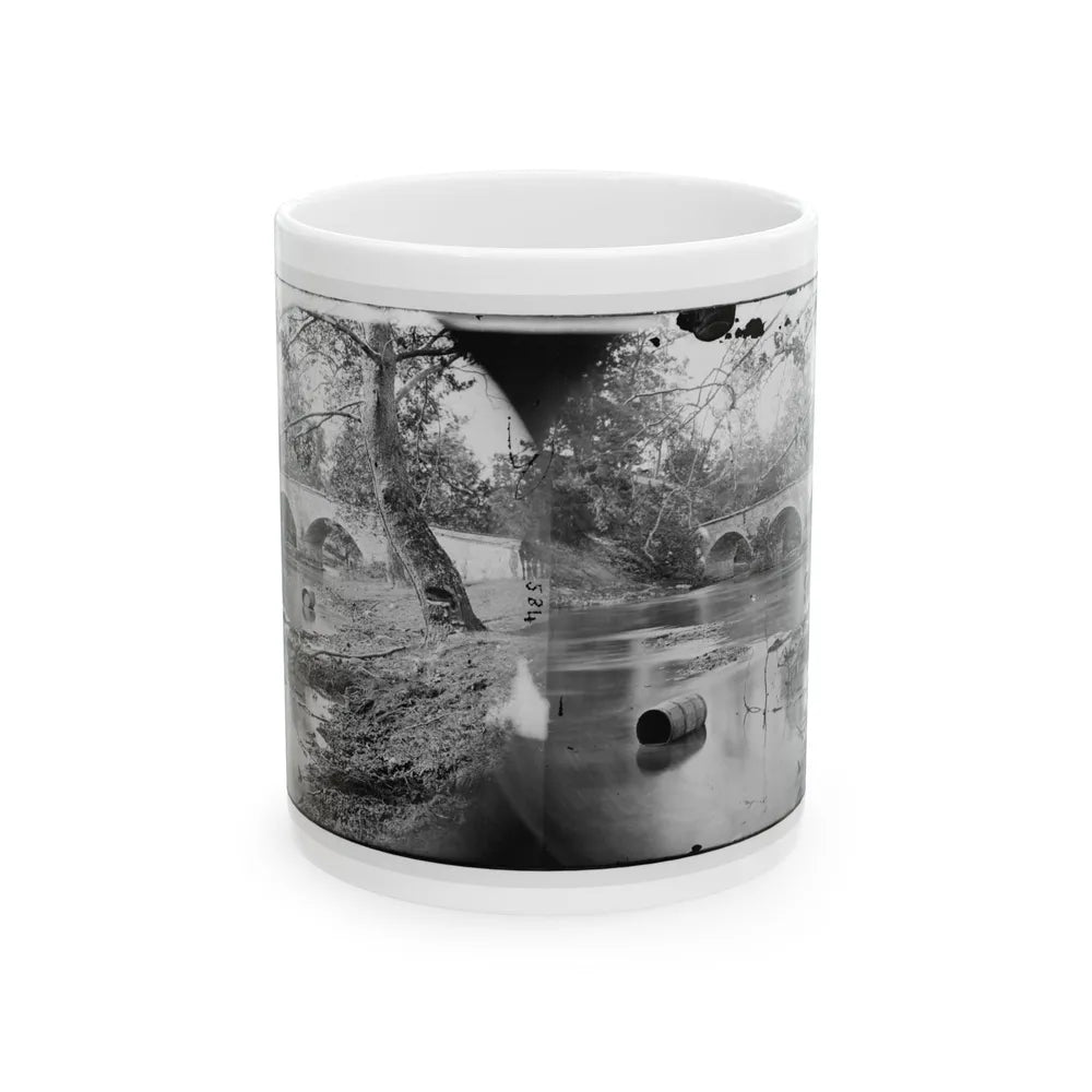 Antietam, Maryland. Burnside Bridge, Looking Up Stream (U.S. Civil War) White Coffee Mug-11oz-Go Mug Yourself