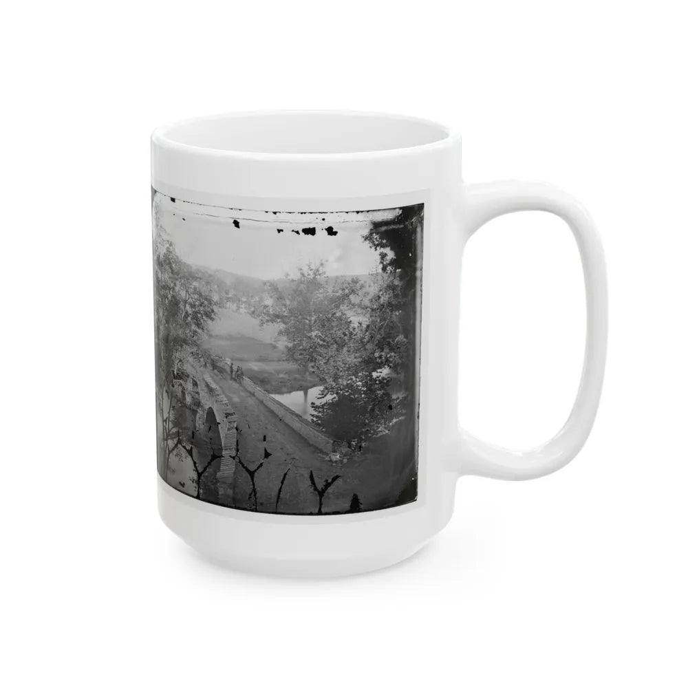 Antietam, Maryland. Burnside Bridge. Photographed From A Tree (U.S. Civil War) White Coffee Mug-Go Mug Yourself