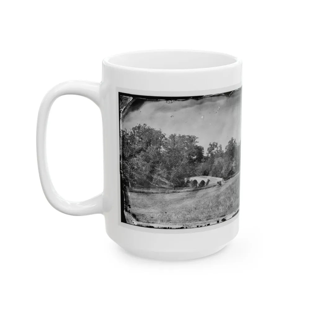 Antietam, Maryland. Burnside Bridge. Southeastern View (U.S. Civil War) White Coffee Mug-Go Mug Yourself