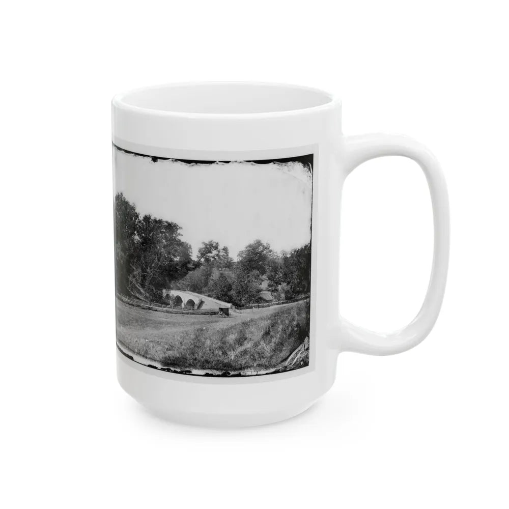 Antietam, Maryland. Burnside Bridge. Southeastern View (U.S. Civil War) White Coffee Mug-Go Mug Yourself