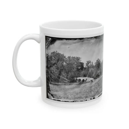 Antietam, Maryland. Burnside Bridge. Southeastern View (U.S. Civil War) White Coffee Mug-Go Mug Yourself