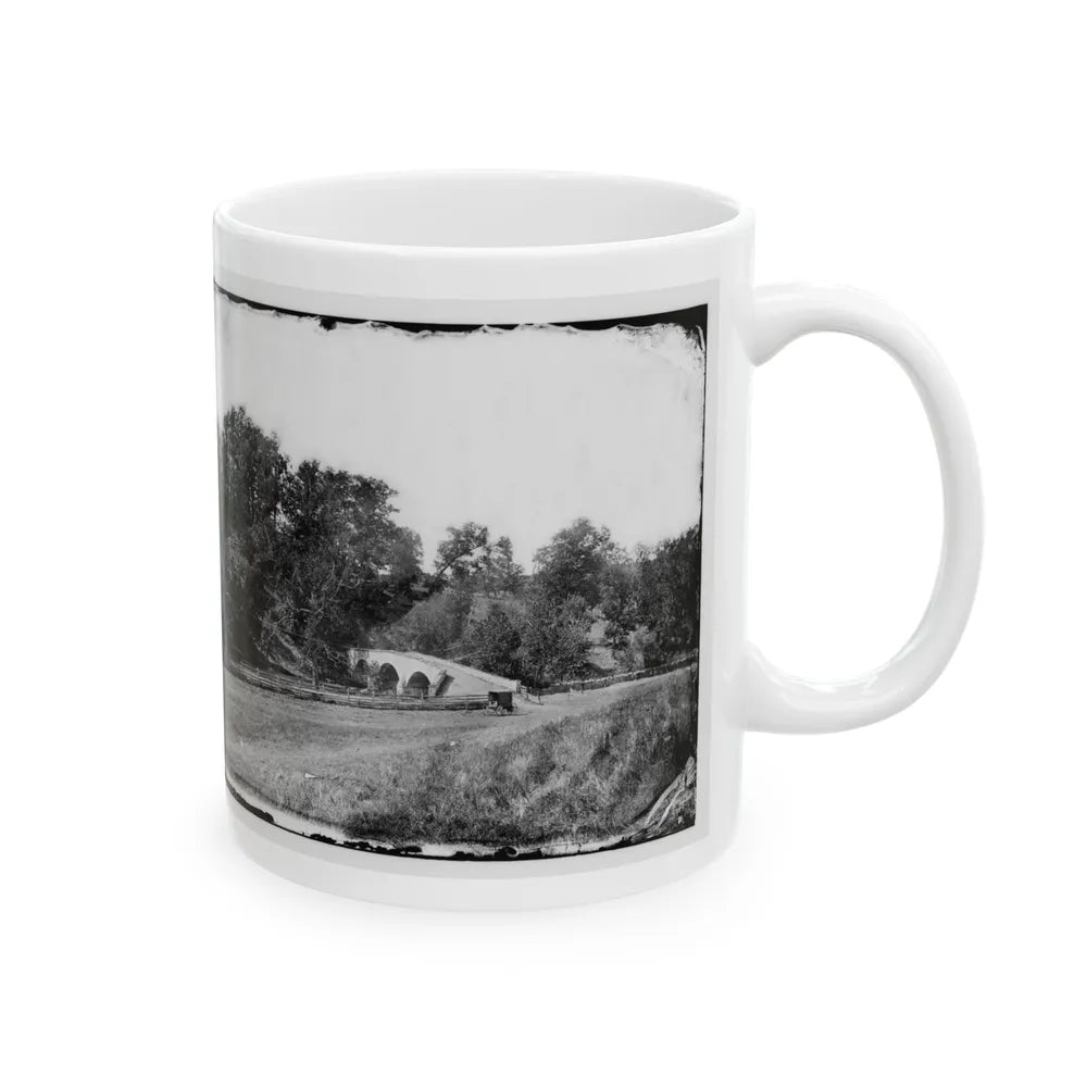 Antietam, Maryland. Burnside Bridge. Southeastern View (U.S. Civil War) White Coffee Mug-Go Mug Yourself