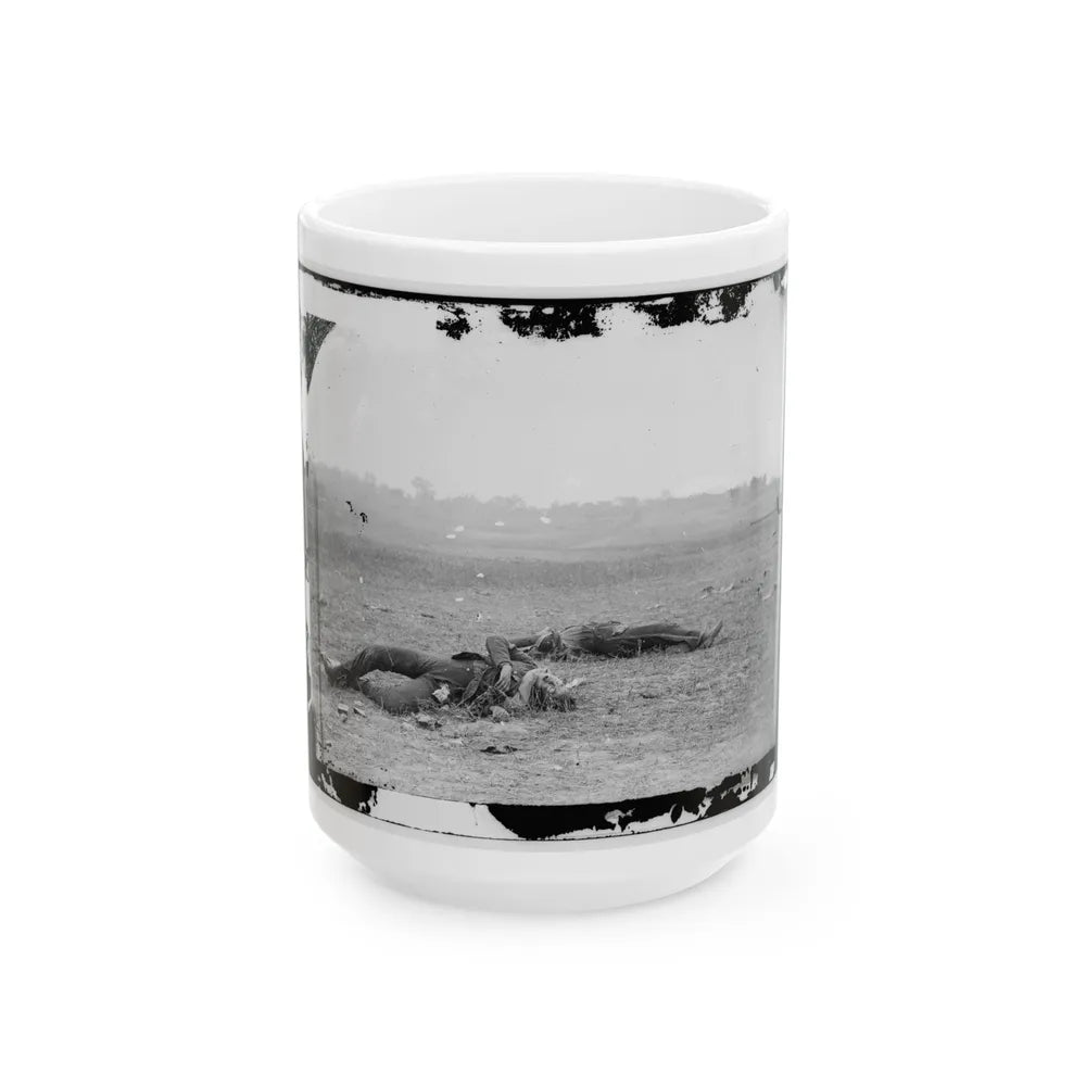 Antietam, Maryland. Confederate Soldiers As They Fell Near The Burnside Bridge (U.S. Civil War) White Coffee Mug-15oz-Go Mug Yourself