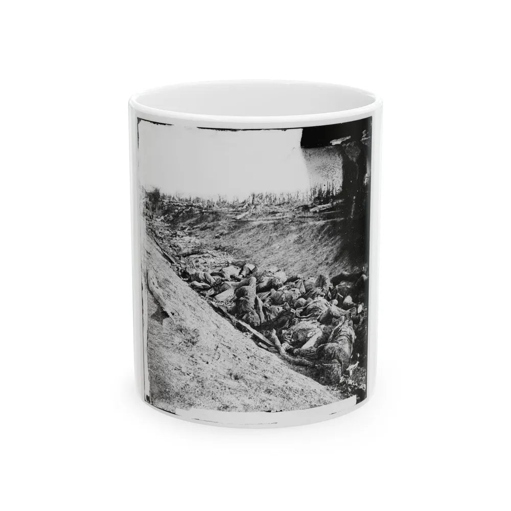 Antietam, Maryland. Dead Soldiers In Ditch On The Right Wing Where Kimball's Brigade Fought So Desperately (U.S. Civil War) White Coffee Mug-11oz-Go Mug Yourself