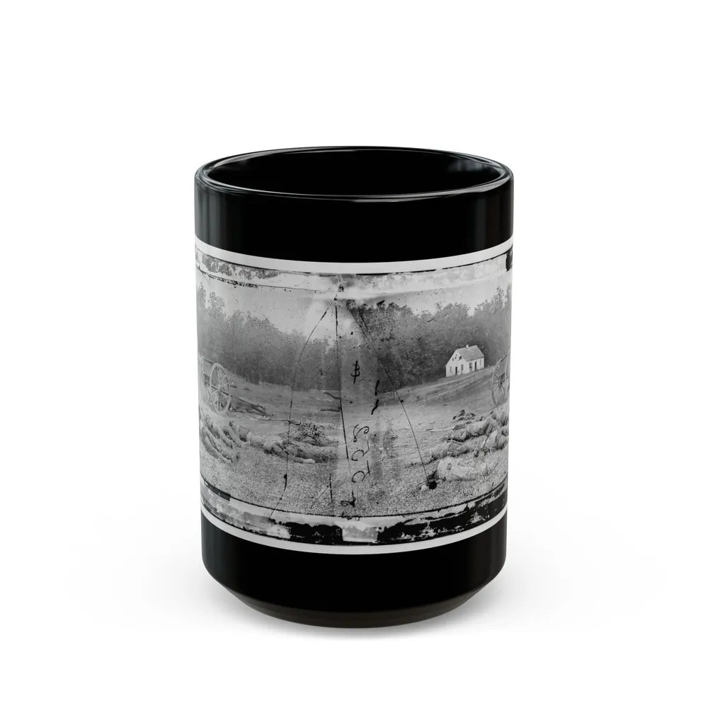 Antietam, Maryland. Field Where Sumner's Corps Charged. Bodies Of Confederate In Front Of The Dunker Church (U.S. Civil War) Black Coffee Mug-15oz-Go Mug Yourself