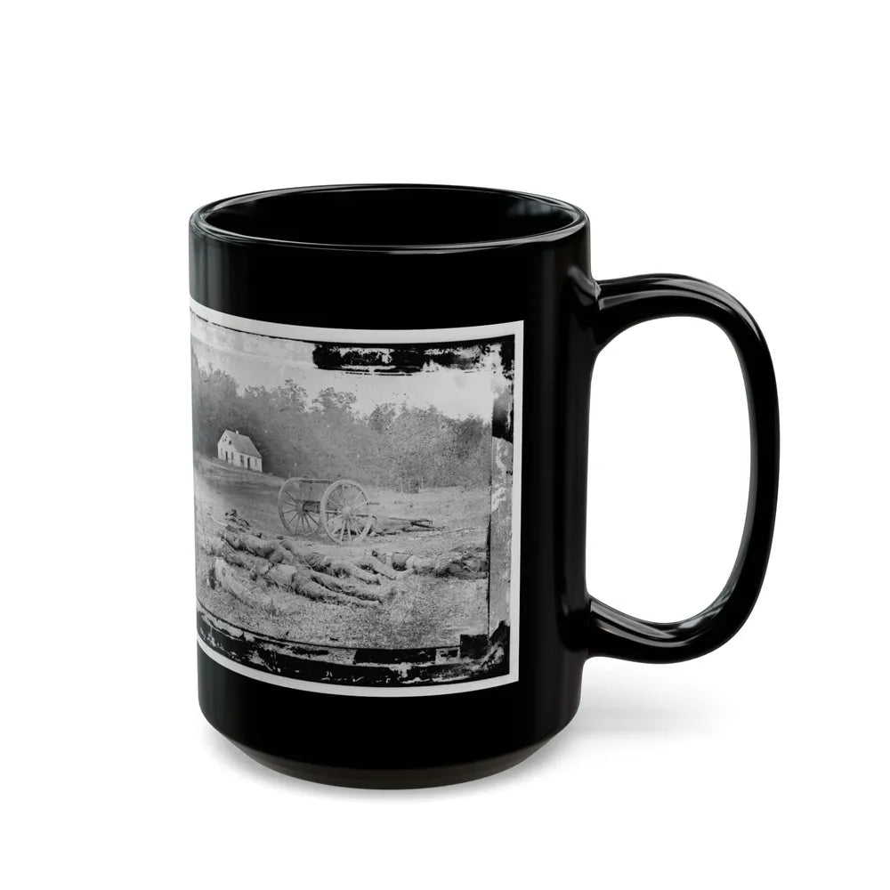 Antietam, Maryland. Field Where Sumner's Corps Charged. Bodies Of Confederate In Front Of The Dunker Church (U.S. Civil War) Black Coffee Mug-Go Mug Yourself