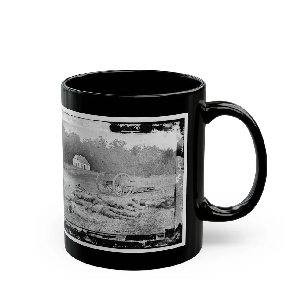 Antietam, Maryland. Field Where Sumner's Corps Charged. Bodies Of Confederate In Front Of The Dunker Church (U.S. Civil War) Black Coffee Mug-Go Mug Yourself