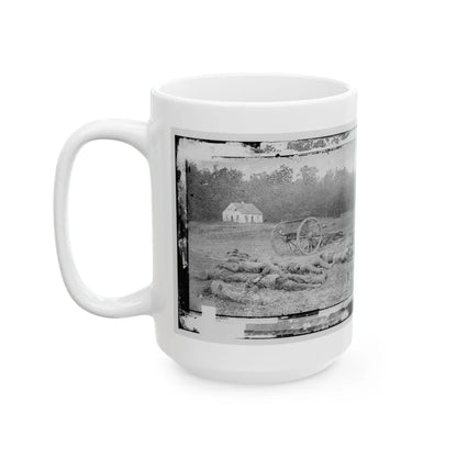 Antietam, Maryland. Field Where Sumner's Corps Charged. Bodies Of Confederate In Front Of The Dunker Church (U.S. Civil War) White Coffee Mug-Go Mug Yourself