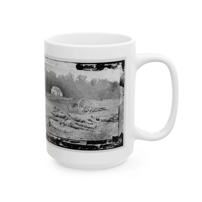 Antietam, Maryland. Field Where Sumner's Corps Charged. Bodies Of Confederate In Front Of The Dunker Church (U.S. Civil War) White Coffee Mug-Go Mug Yourself