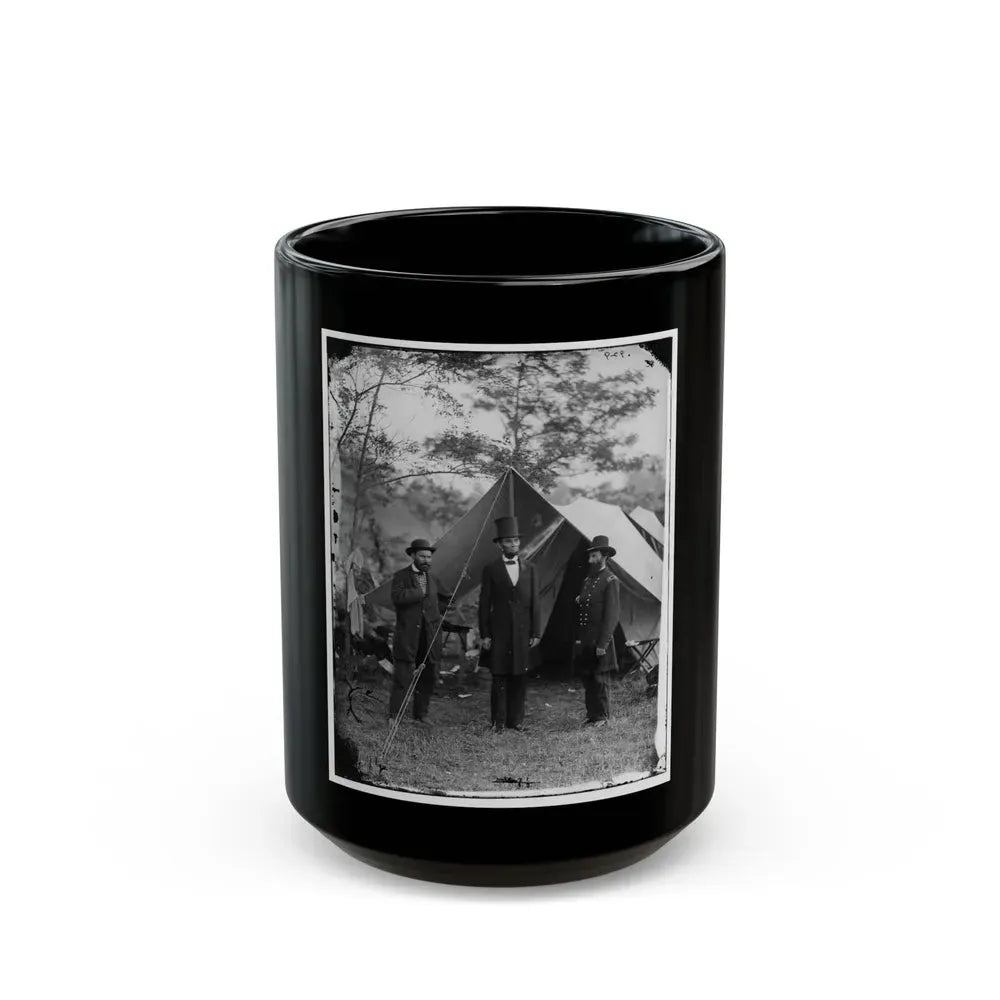 Antietam, Md. Allan Pinkerton, President Lincoln, And Maj. Gen. John A. Mcclernand; Another View (U.S. Civil War) Black Coffee Mug 15oz - Go Mug Yourself