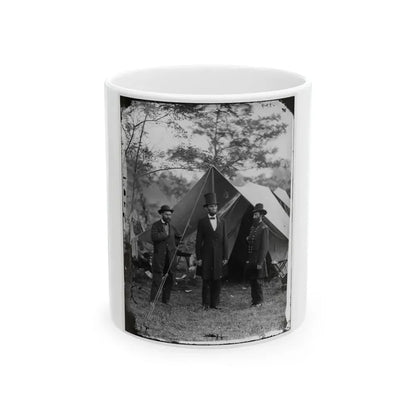 Antietam, Md. Allan Pinkerton, President Lincoln, And Maj. Gen. John A. Mcclernand; Another View (U.S. Civil War) White Coffee Mug 11oz - Go Mug Yourself