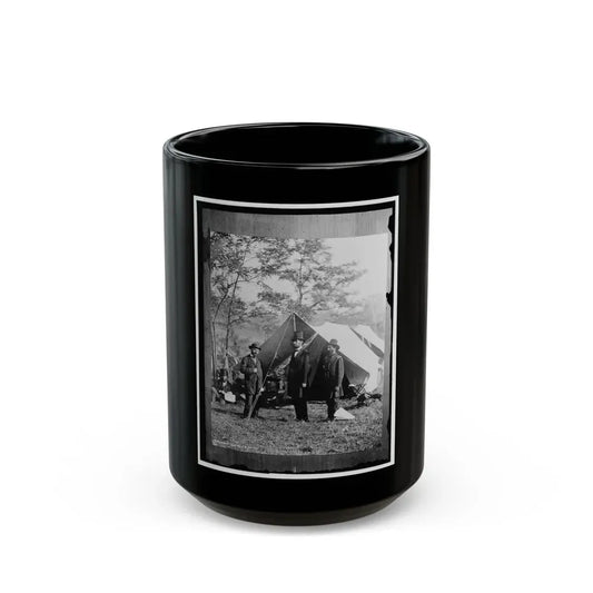 Antietam, Md. Allan Pinkerton, President Lincoln, And Maj. Gen John A. Mcclernand (U.S. Civil War) Black Coffee Mug 15oz - Go Mug Yourself