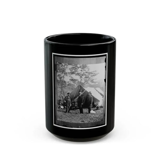 Antietam, Md. Allan Pinkerton, President Lincoln, And Maj. Gen John A. Mcclernand (U.S. Civil War) Black Coffee Mug 15oz - Go Mug Yourself