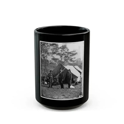 Antietam, Md. Allan Pinkerton, President Lincoln, And Maj. Gen. John A. Mcclernand (U.S. Civil War) Black Coffee Mug 15oz - Go Mug Yourself