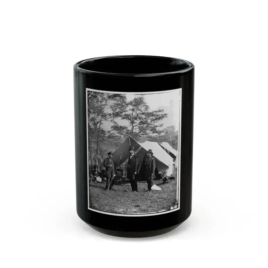 Antietam, Md. Allan Pinkerton, President Lincoln, And Maj. Gen. John A. Mcclernand (U.S. Civil War) Black Coffee Mug 15oz - Go Mug Yourself