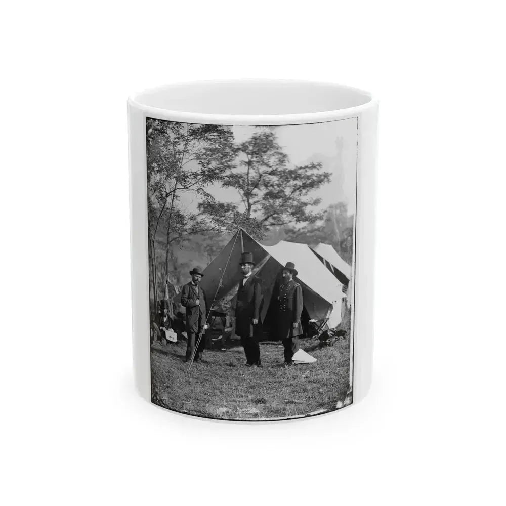 Antietam, Md. Allan Pinkerton, President Lincoln, And Maj. Gen. John A. Mcclernand (U.S. Civil War) White Coffee Mug 11oz - Go Mug Yourself