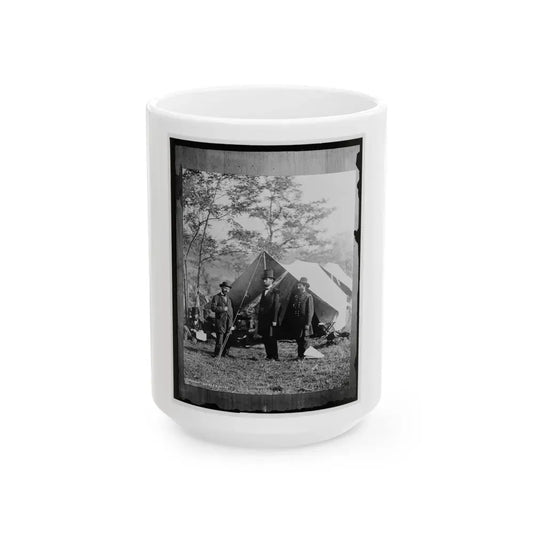 Antietam, Md. Allan Pinkerton, President Lincoln, And Maj. Gen John A. Mcclernand (U.S. Civil War) White Coffee Mug 15oz - Go Mug Yourself