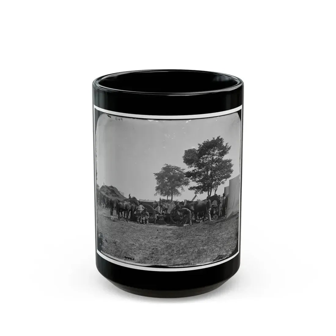 Antietam, Md. Blacksmith Shoeing Horses At Headquarters, Army Of The Potomac (U.S. Civil War) Black Coffee Mug 15oz - Go Mug Yourself