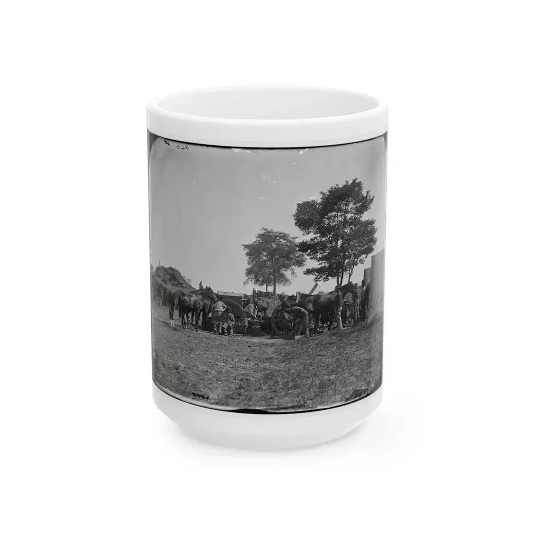 Antietam, Md. Blacksmith Shoeing Horses At Headquarters, Army Of The Potomac (U.S. Civil War) White Coffee Mug 15oz - Go Mug Yourself