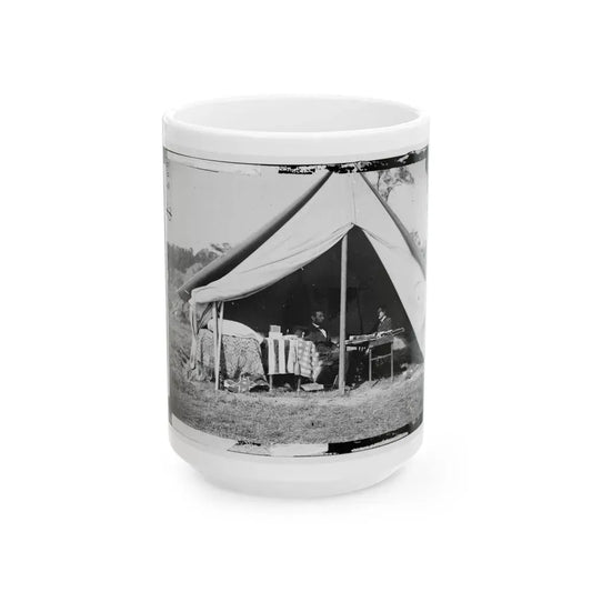 Antietam, Md. President Lincoln And Gen. George B. Mcclellan In The General's Tent; Another View (U.S. Civil War) White Coffee Mug 15oz - Go Mug Yourself